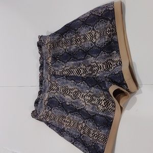 Maverick The Collection, Label Blue & Tan Snakeprint High Rise Shorts, Size S